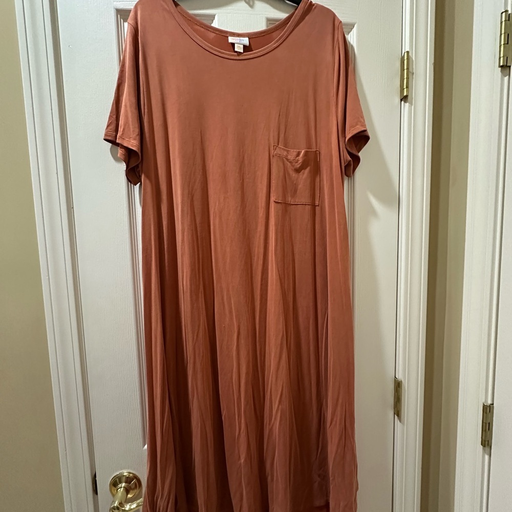 Dilator Casual Pocket Maxi Dress in Rust